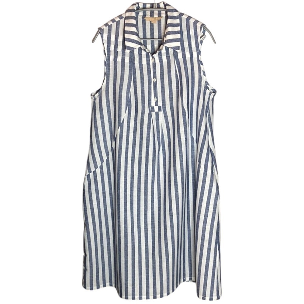Hope & Harlow | Blue and White Striped Dress 12